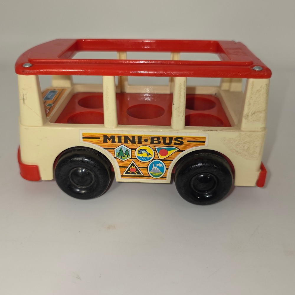 Fisher Price Mini Bus Toy Unisex OS Cream Good Vintage 1969 FP-141 Little People